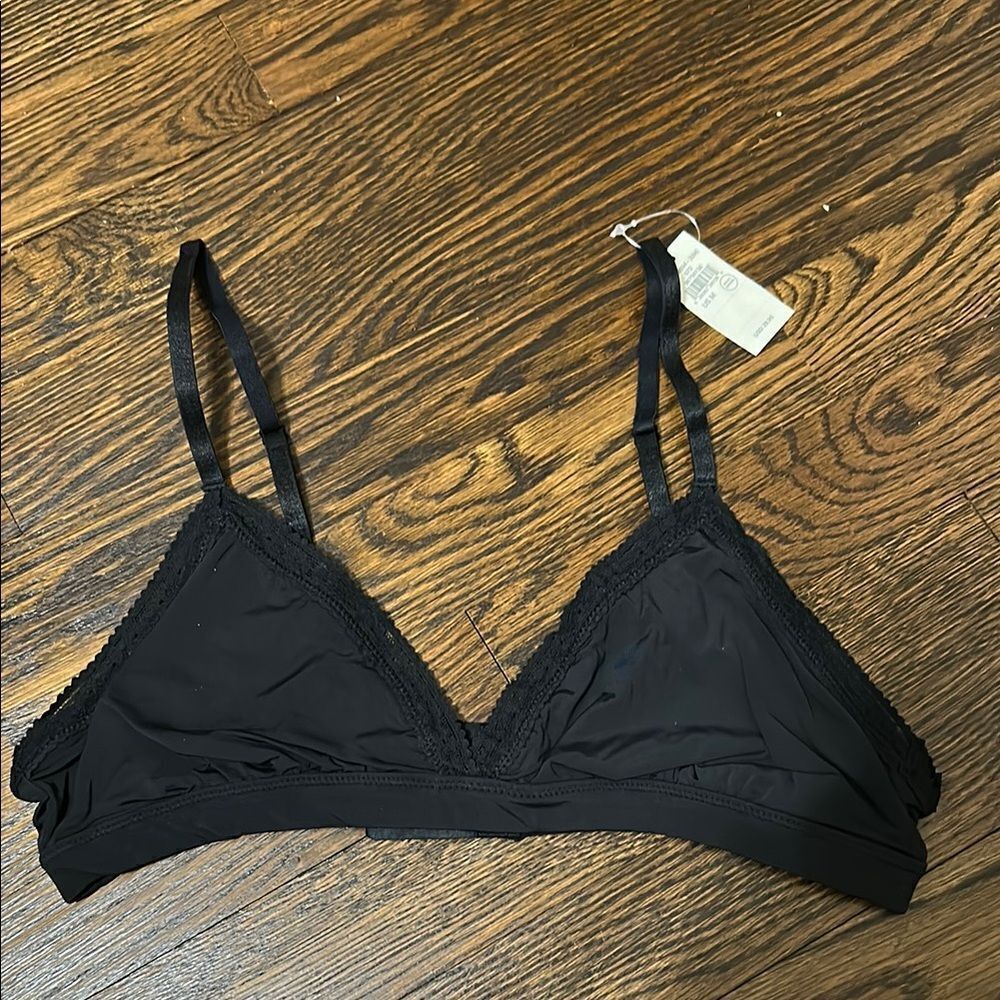 NWT Aerie Black Bralette w/ Lace Trim - Size Medium